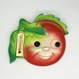 VTG 1973 Miller Studio Wall Thermometer Anthropomorphic Happy Tomato Chalkware